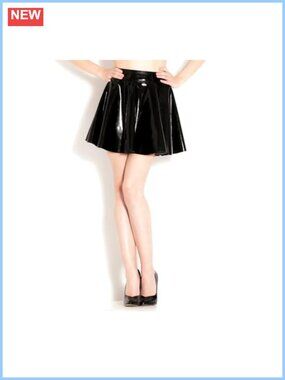 Natural Rubber High Waist Pleated Bodycon Skirt